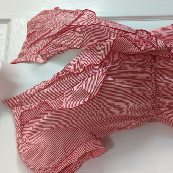 H&M stripes Peplum blouse Size 4 ♥️ red and white 🤍 - Picture 4 of 7